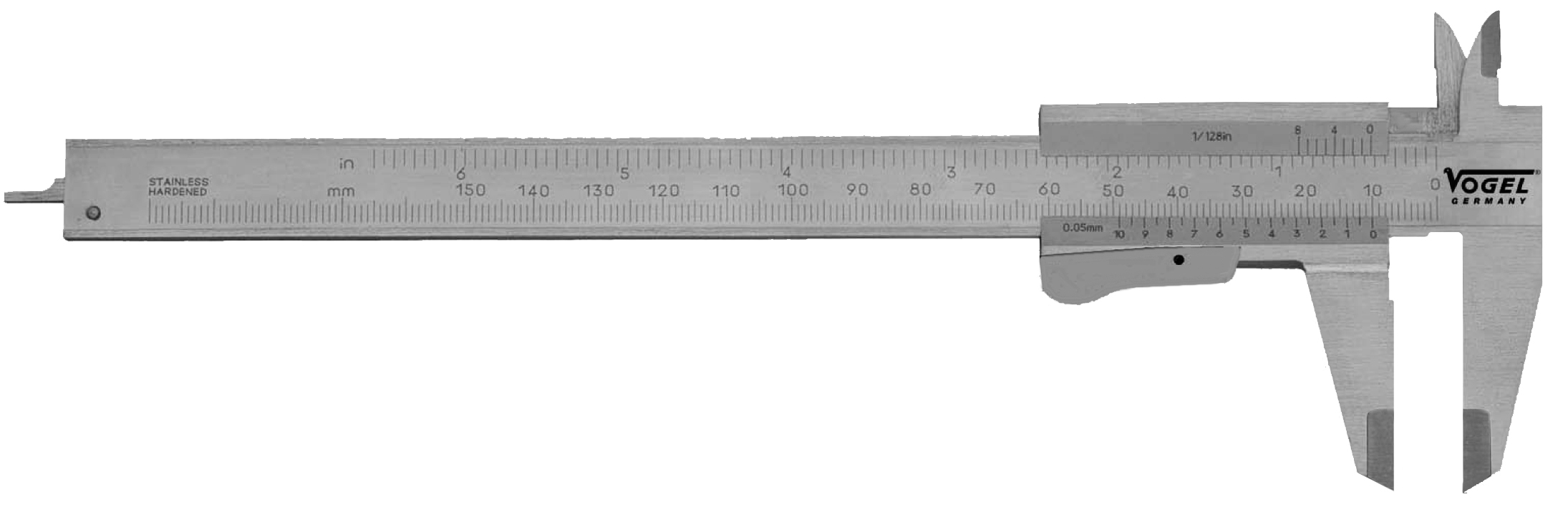 Schuifmaat Momentklem RVS 150mm gelaserd DIN 862